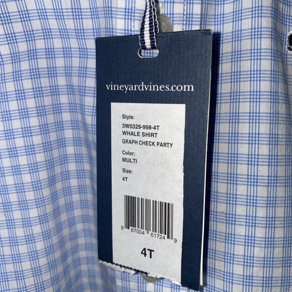 Vineyard Vines by Shep & Ian Whale Shirt Button-Down Graph Checkered Kids 4T - Picture 4 of 4
